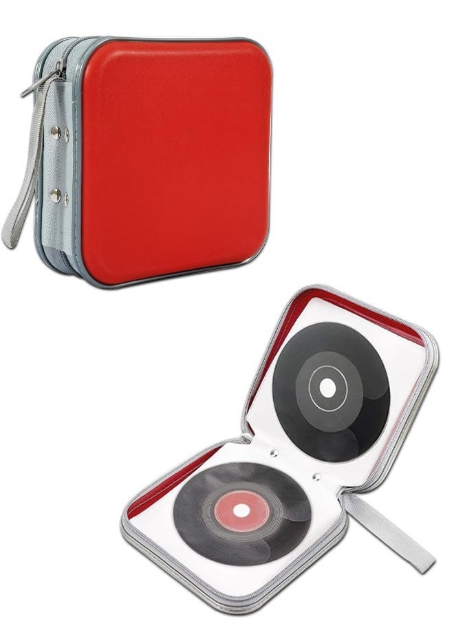 حافظة أقراص مضغوطة، حامل أقراص DVD من البلاستيك الصلب بسعة 40 قرصًا، حقيبة محمولة بسحاب للأقراص للاستخدام في السيارة والمنزل والسفر، صندوق حماية عالمي لتخزين أقراص DVD كبير الحجم - Image 1
