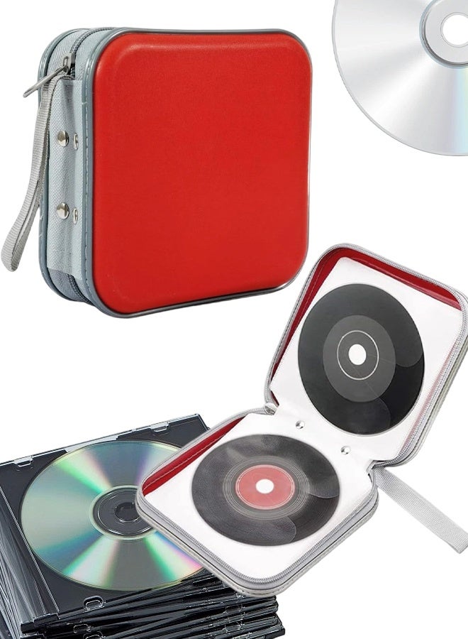 CD Case, 40  Capacity Hard Plastic DVD Holder, Portable Zipper Disc Wallet Bag for Car Home Travel, Large Storage Universal Protective DVD Box - Image 1