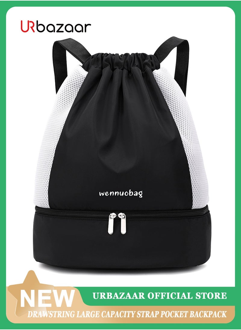 URbazaar Sports Drawstring Backpack - String Swim Gym Bag with Shoes Compartment and Wet Proof Pocket for Women&Men  - Image 1