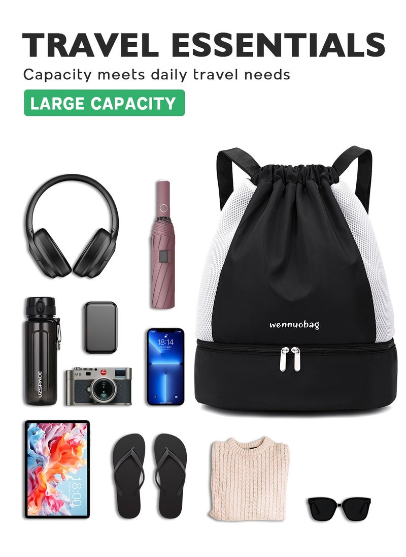 URbazaar Sports Drawstring Backpack - String Swim Gym Bag with Shoes Compartment and Wet Proof Pocket for Women&Men  - Image 2