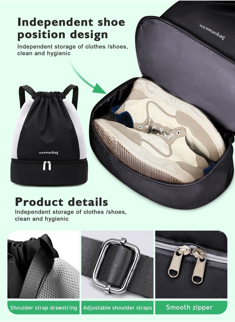 URbazaar Sports Drawstring Backpack - String Swim Gym Bag with Shoes Compartment and Wet Proof Pocket for Women&Men  - Image 4