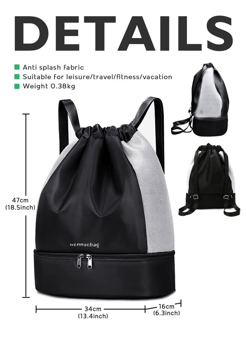 URbazaar Sports Drawstring Backpack - String Swim Gym Bag with Shoes Compartment and Wet Proof Pocket for Women&Men  - Image 3