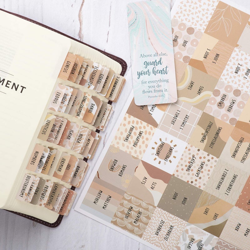 DiverseBee Laminated Bible Tabs (Large Print, Easy to Read), Bible Journaling Supplies, Bible Book Tabs, Christian Gift, 66 Bible Tabs Old and New Testament, Includes 11 Blank Tabs - Cappuccino Theme - Image 3