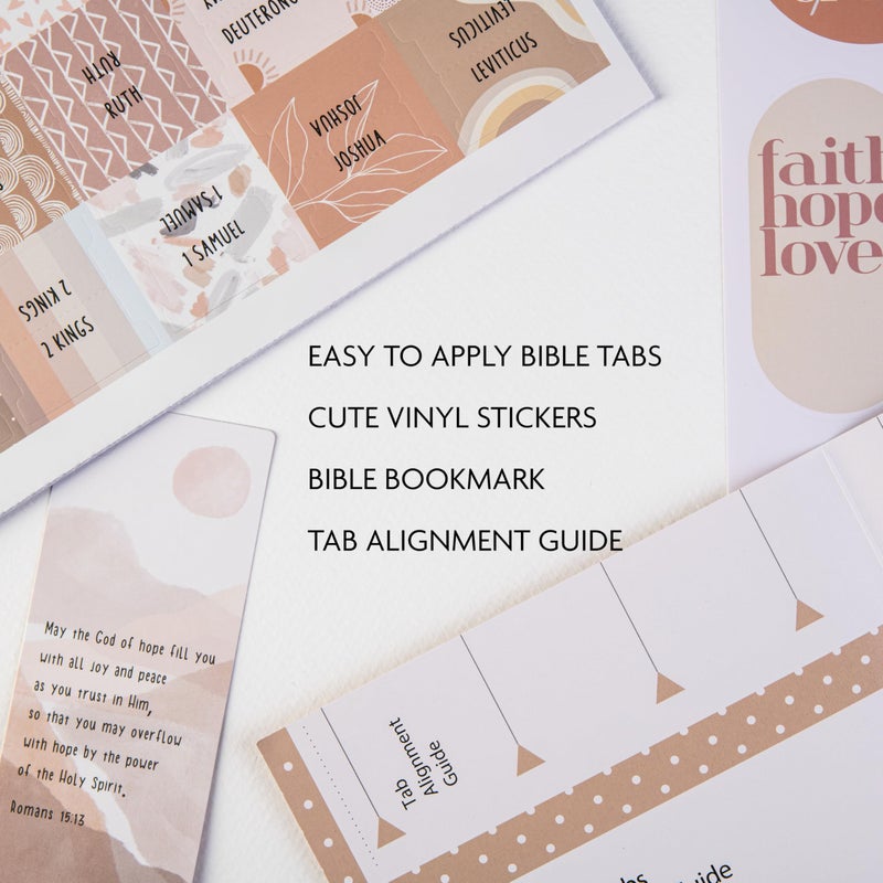 DiverseBee Laminated Bible Tabs (Large Print, Easy to Read), Bible Journaling Supplies, Bible Book Tabs, Christian Gift, 66 Bible Tabs Old and New Testament, Includes 11 Blank Tabs - Cappuccino Theme - Image 2