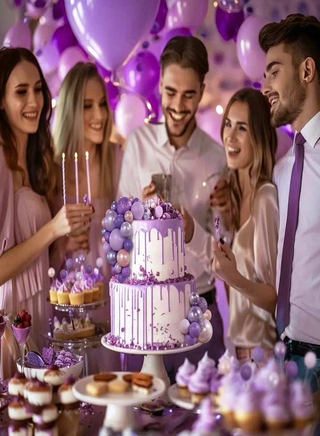 SPFYunion ٦٦ قطعة من أعواد تزيين الكيك الكروية الملونة، سلسلة بنفسجية بستة ألوان زاهية، زينة كب كيك على شكل كرات لؤلؤية لحفلات أعياد الميلاد وحفلات الزفاف - Image 3
