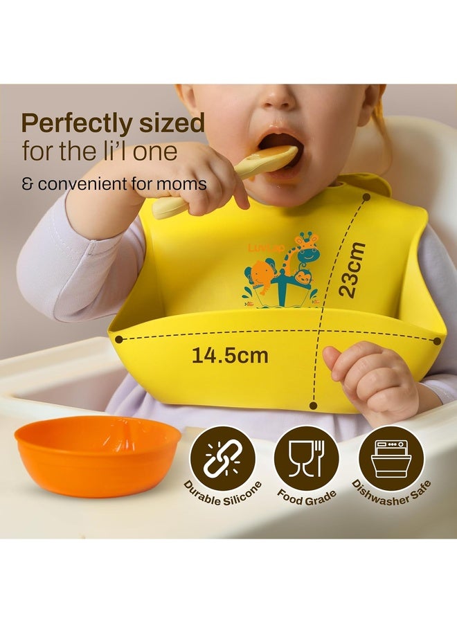 Luvlap Silicone Baby Bib for Feeding & Weaning Babies & Toddlers, Waterproof, Washable & Reusable, Non Messy Easy Cleaning, No Bad Odour, Adjustable Neckline with Buttons (Yellow) - Image 4