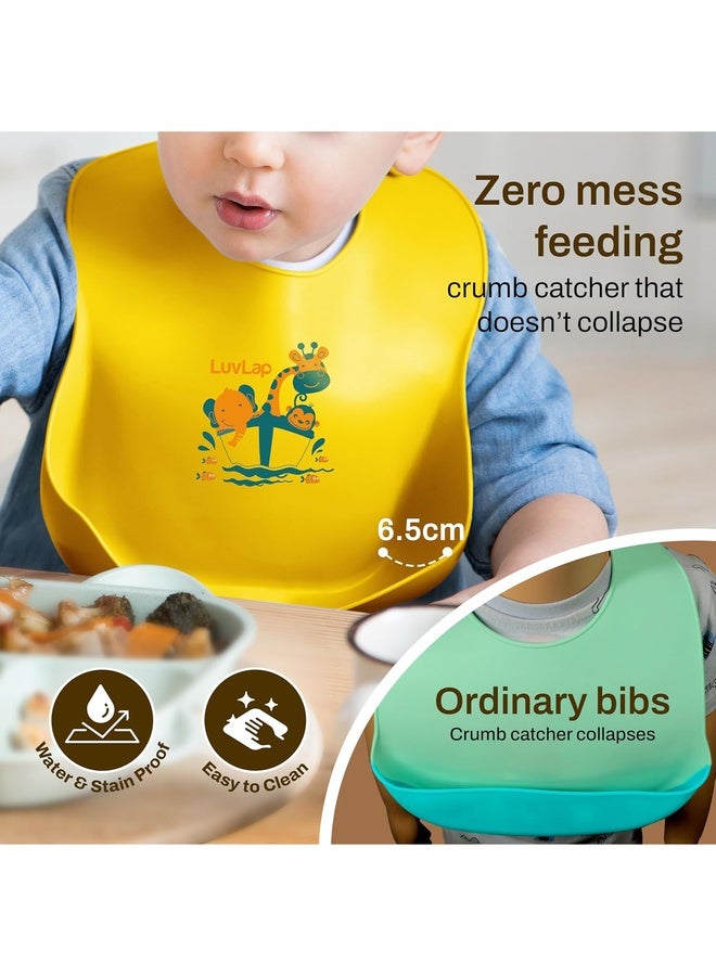 Luvlap Silicone Baby Bib for Feeding & Weaning Babies & Toddlers, Waterproof, Washable & Reusable, Non Messy Easy Cleaning, No Bad Odour, Adjustable Neckline with Buttons (Yellow) - Image 3