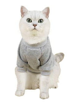 Najwa Cat Sweaters Shirts for Cats - Hairless Cat Cotton Tshirts Pet Clothes - Pullover Kitten T-Shirts with Sleeves - Cats & Small Dogs Apparel (Light Grey, Medium)  - Image 1