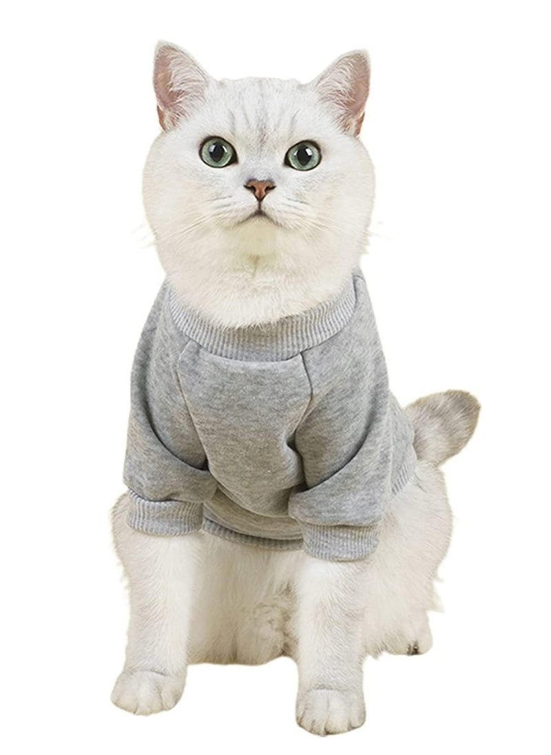 Najwa Cat Sweaters Shirts for Cats - Hairless Cat Cotton Tshirts Pet Clothes - Pullover Kitten T-Shirts with Sleeves - Cats & Small Dogs Apparel (Light Grey, Medium)  - Image 1