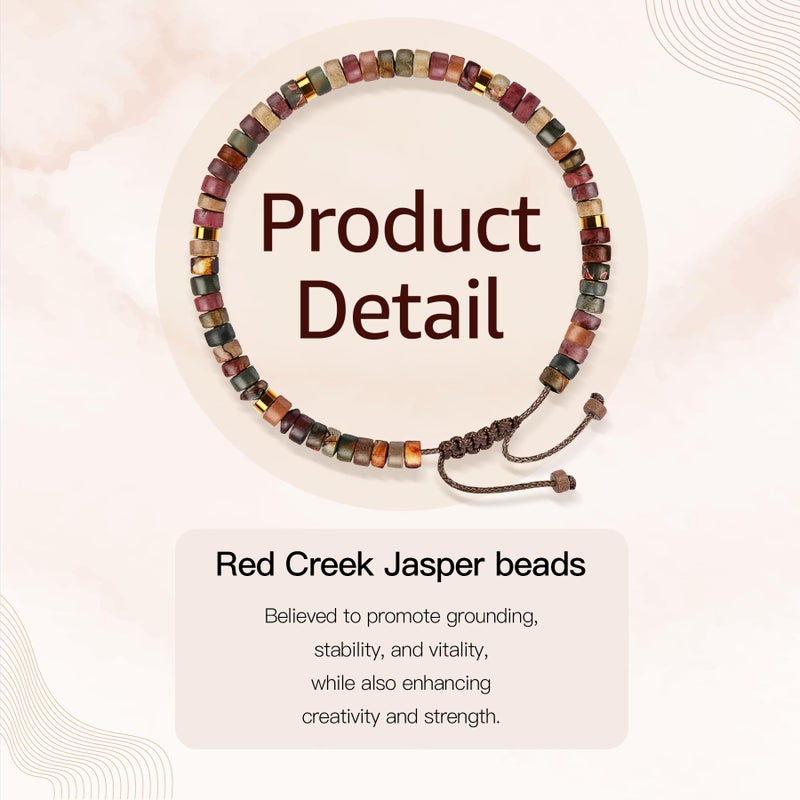 AGOT Sympathy Gifts for Loss of Loved One: Natural Red Creek Jasper Stone Bracelet as Memorial Bereavement Condolence Funeral Gifts - In Memory of Grand parents Mom Dad Son Husband Miscarriage - Image 3
