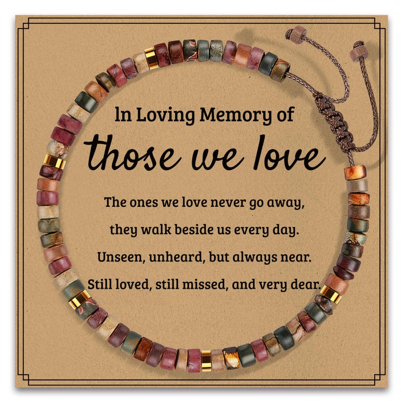 AGOT Sympathy Gifts for Loss of Loved One: Natural Red Creek Jasper Stone Bracelet as Memorial Bereavement Condolence Funeral Gifts - In Memory of Grand parents Mom Dad Son Husband Miscarriage - Image 1