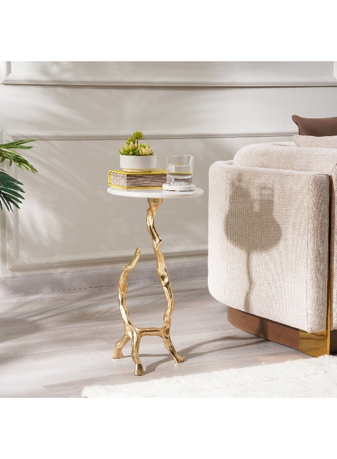 Pan Home Exeter Accent Table Marble - White And Gold - Image 4