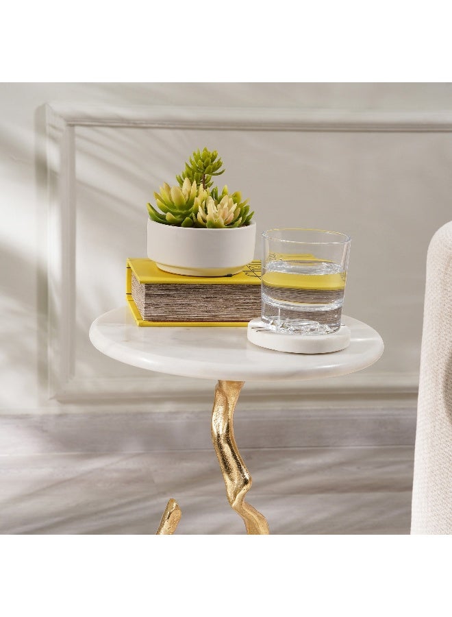 Pan Home Exeter Accent Table Marble - White And Gold - Image 1
