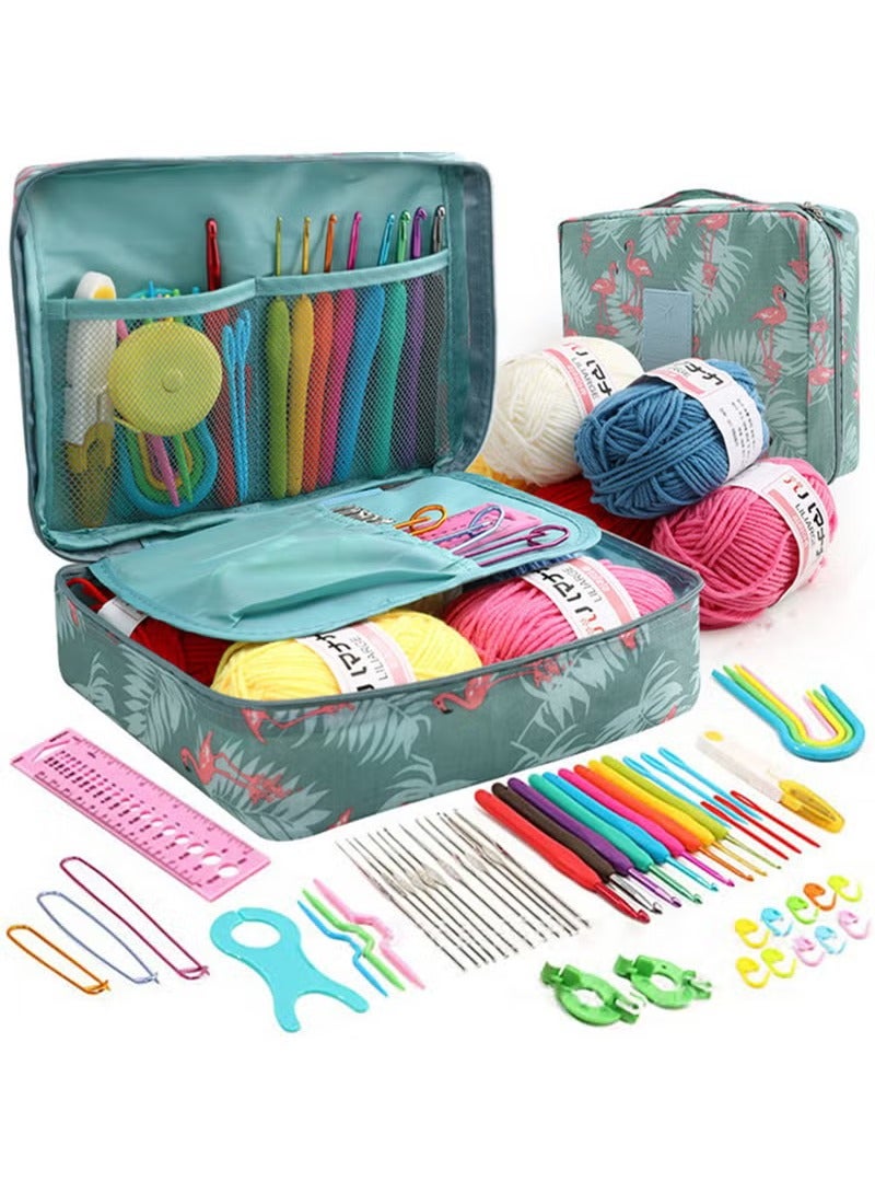 Beginners Adults/Kids Complete Crochet Set, Yarn Crochet Instruction Crochet Hook Storage Case Knitting & Crochet Supplies Ideal Crochet Gift, Crocheter Beginner (Flamingo) - Image 1