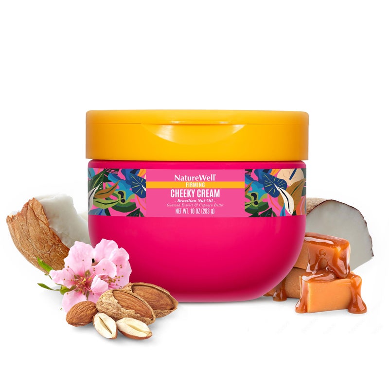NATURE WELL Ultra-Rich Firming & Tightening Cheeky Body Cream, Promotes Deep Hydration, Fast Absorbing, Scents of Pistachio Cream, Almond Blossom, Brazil Nut, Cupuacu, Coconut, & Salted Caramel, 10 Oz - Image 1