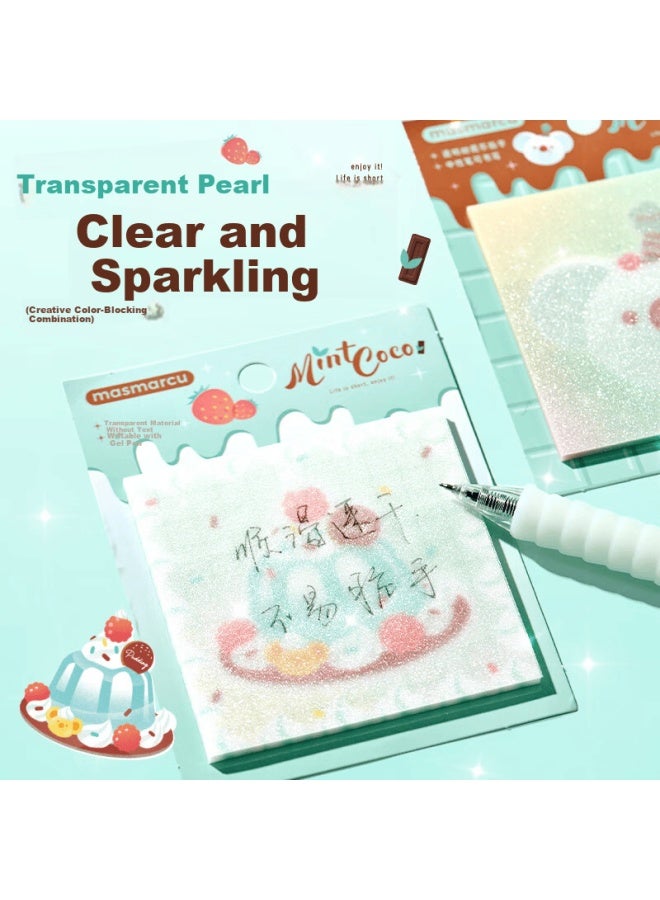 Masmarcu Morning Light Mint Cocoa Crystal Flash Sticky Notes High-value Convenient Label Sticky Notes Memo Paper Student Note Stickers 30 Sheets 1 Book Random Ys0396 - Image 2