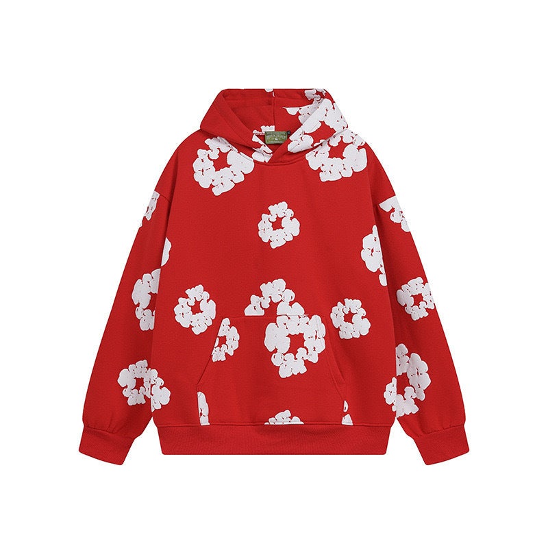 American Street Kapok Ring Bubble Print Loose Sweatshirt Mens Sweatshirt Pullover suit Foam red sweatshirt [white garland]