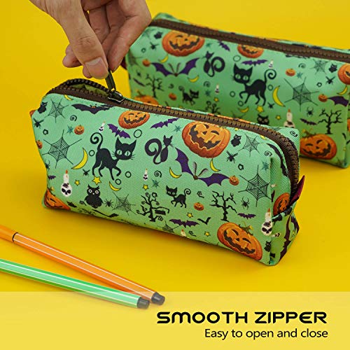 LParkin Halloween Canvas Pencil Case Pen Bag Pouch Stationary Case Makeup Cosmetic Bag - Image 4