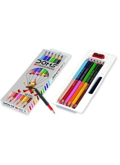 DOMS 12-Piece Bi Colour Pencil With Extender Set Red/Blue/Green  - Image 2