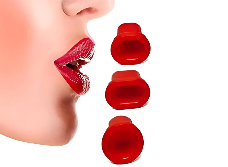 Lip Enlargement Set - Natural suction device with oval and round heads for fuller, natural-looking lips without surgery, ideal for daily use