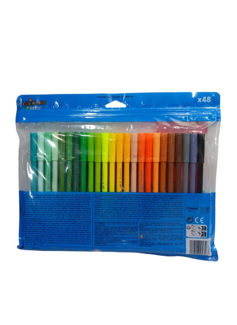 Maped - Pack Of 48 Ocean Felt Tip Color Pen Multicolour - Image 1