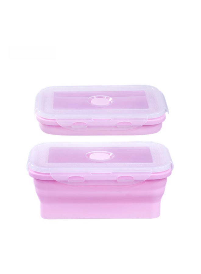 Economical Foldable Silicone Lunch Box Set 4 Pieces Foldable Rice Box Portable Picnic Refrigerator Storage-Specifications:Neutral Color Box-Color:Orange  - Image 3