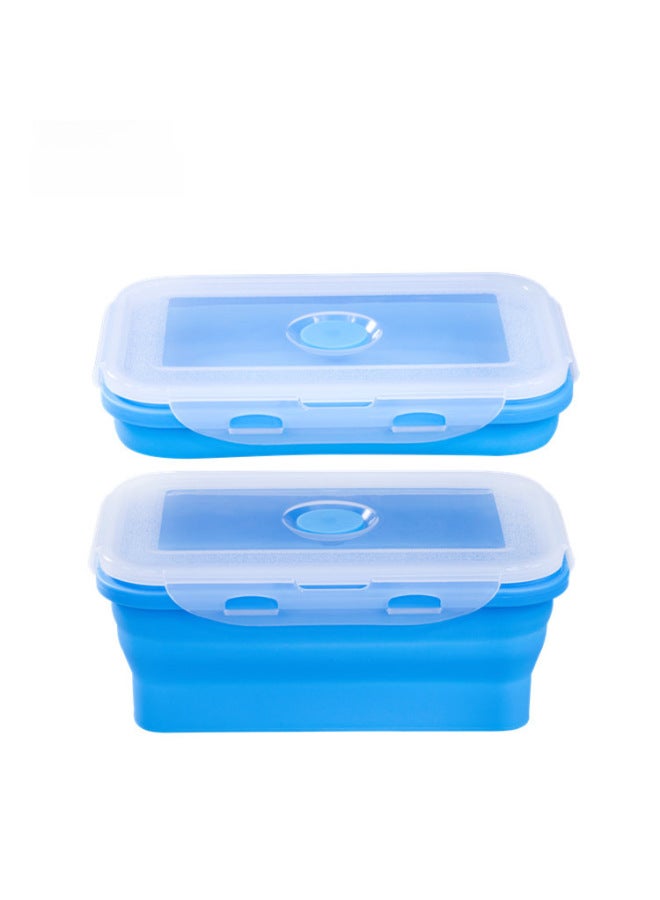 Economical Foldable Silicone Lunch Box Set 4 Pieces Foldable Rice Box Portable Picnic Refrigerator Storage-Specifications:Neutral Color Box-Color:Orange  - Image 2
