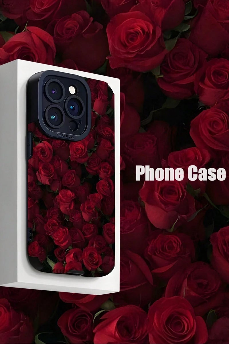 Elegant iPhone 16  Pro Max Case – Decorated with Deep Red Natural Roses - Image 1
