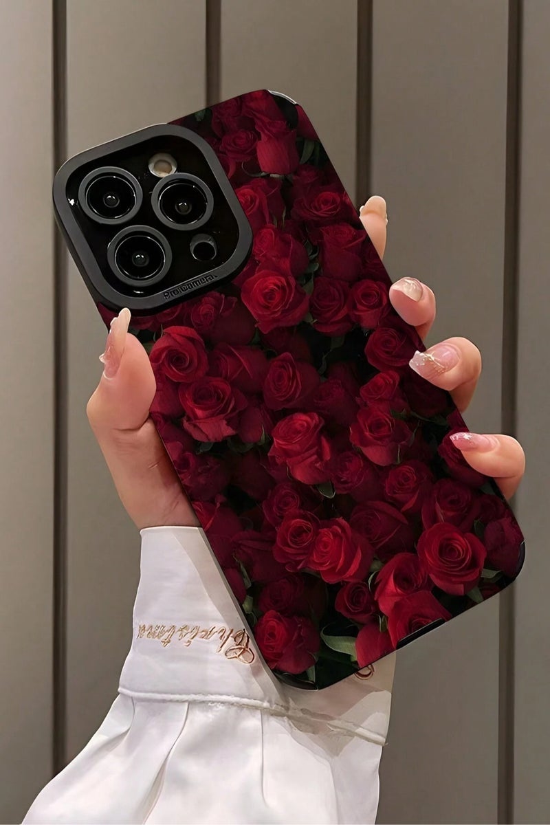 Elegant iPhone 16  Pro Max Case – Decorated with Deep Red Natural Roses - Image 2