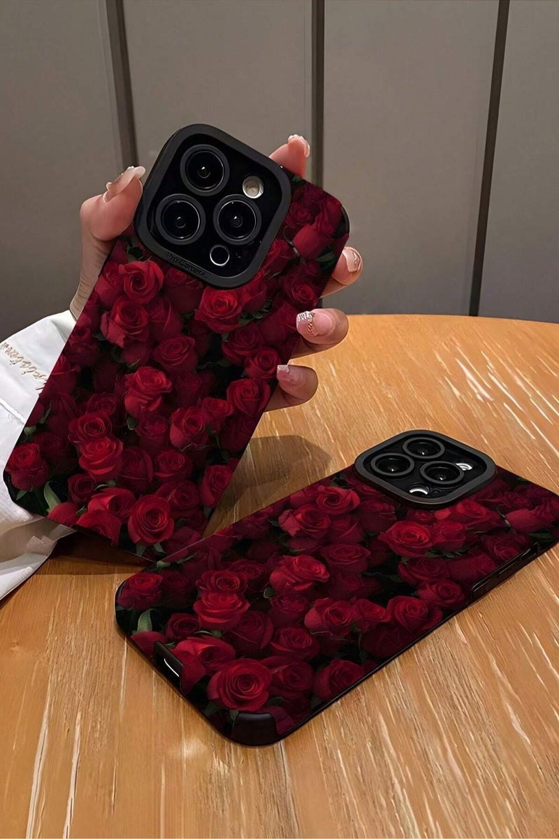 Elegant iPhone 16  Pro Max Case – Decorated with Deep Red Natural Roses - Image 3