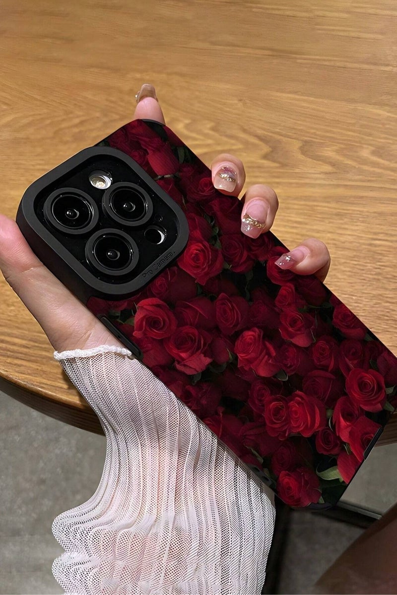 Elegant iPhone 16  Pro Max Case – Decorated with Deep Red Natural Roses - Image 4