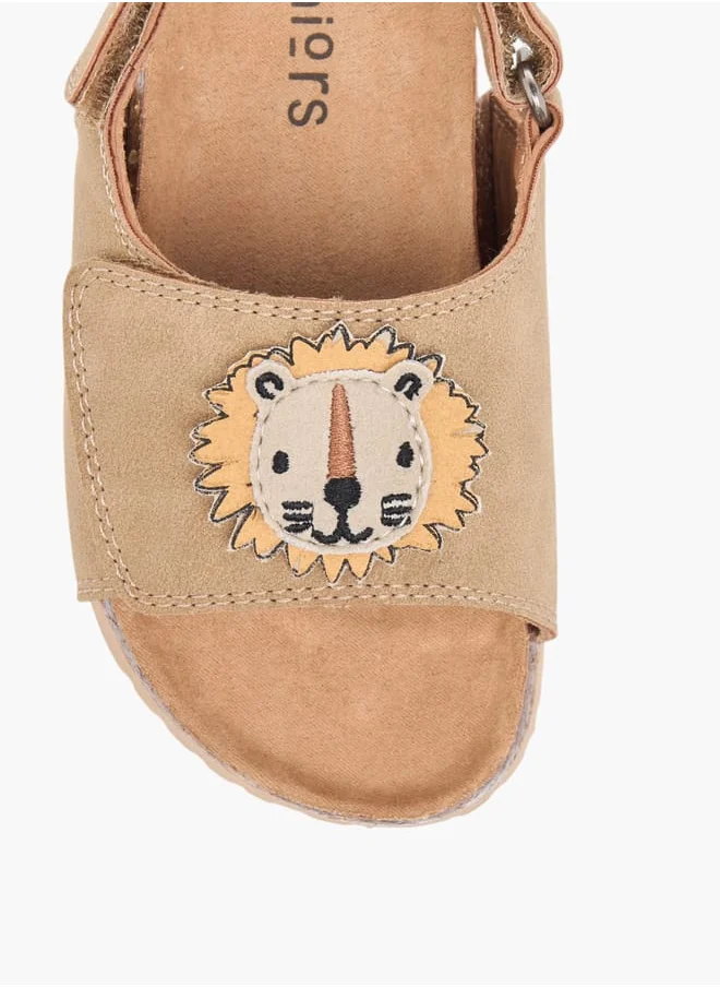 جونيورز Boys Lion Applique Sandals With Hook And Loop Closure Ramadan Collection