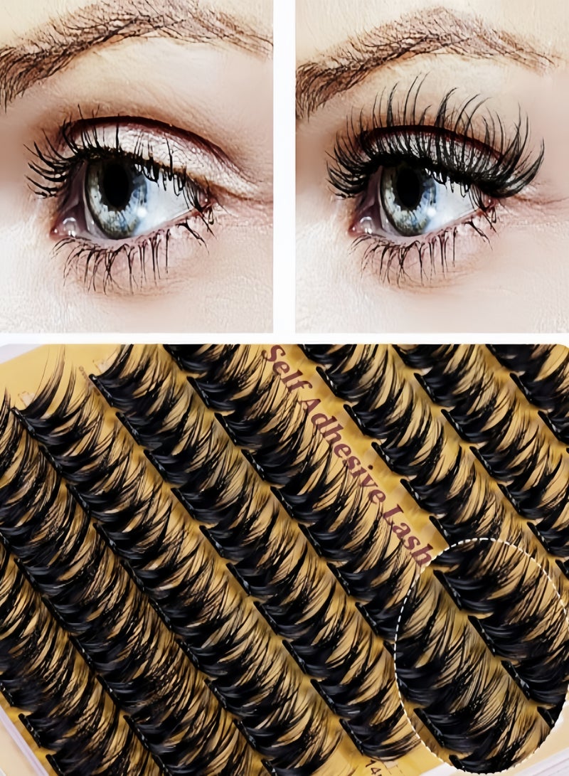 KEVIN Self Adhesive Eyelashes Natural Look, No Glue Needed Lash Clusters with Eyelash Clusters Tweezer, 120 Pcs Reusable Lashes Self Adhesive for Beginners, DIY Lash Extensions for Home Use - Image 3