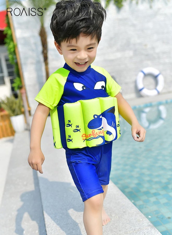 roaiss Boys' Zipper One Piece Swimsuit with Cap, Short Sleeve Floatsuit with Adjustable Buoyancy, Summer Floatation Bathing Suit, Beach Rash Guard Swimwear for Toddler Boys  - Image 3