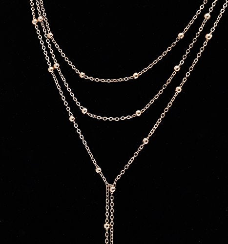 MOLOCH Layer Choker Long Chain Tassel Pendant Necklace Handmade Bead Station y Necklace Charm Chain Jewelry Necklace(gold) - Image 3
