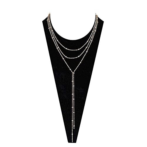 MOLOCH Layer Choker Long Chain Tassel Pendant Necklace Handmade Bead Station y Necklace Charm Chain Jewelry Necklace(gold) - Image 1