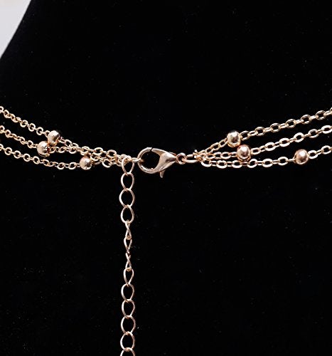MOLOCH Layer Choker Long Chain Tassel Pendant Necklace Handmade Bead Station y Necklace Charm Chain Jewelry Necklace(gold) - Image 5