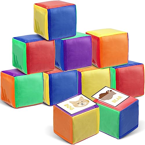 Yilloog 8 Pcs 394 Inch Pocket Dice DIY Education Playing Game Dice for Classroom Soft Foam Cubes with Clear Pocket Large Teacher Soft Cubes Learning Teaching Stacking Blocks Toys Photo Child - Image 1