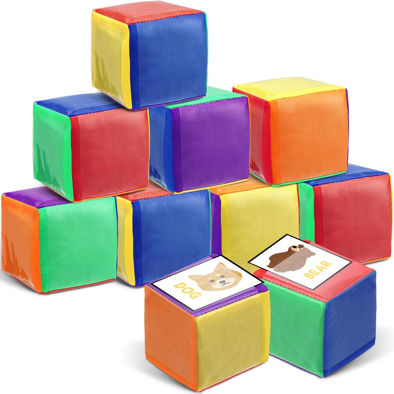 Yilloog 8 Pcs 394 Inch Pocket Dice DIY Education Playing Game Dice for Classroom Soft Foam Cubes with Clear Pocket Large Teacher Soft Cubes Learning Teaching Stacking Blocks Toys Photo Child - Image 3