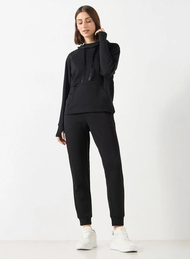 ADOT by Splash Solid Hoodie with Kangaroo Pocket and Long Sleeves