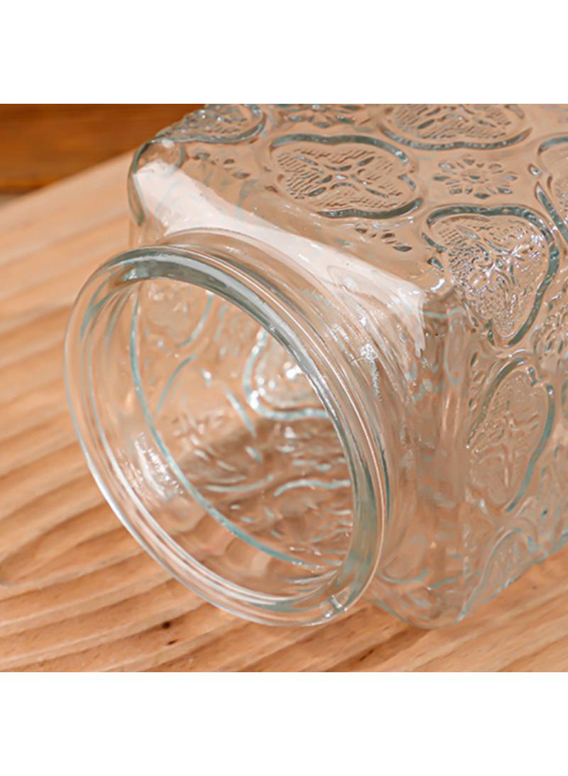 Vintage crabapple patterned glass sealed storage jar, kitchen and household dried fruit snack large capacity storage jar, 3pcs - Image 5
