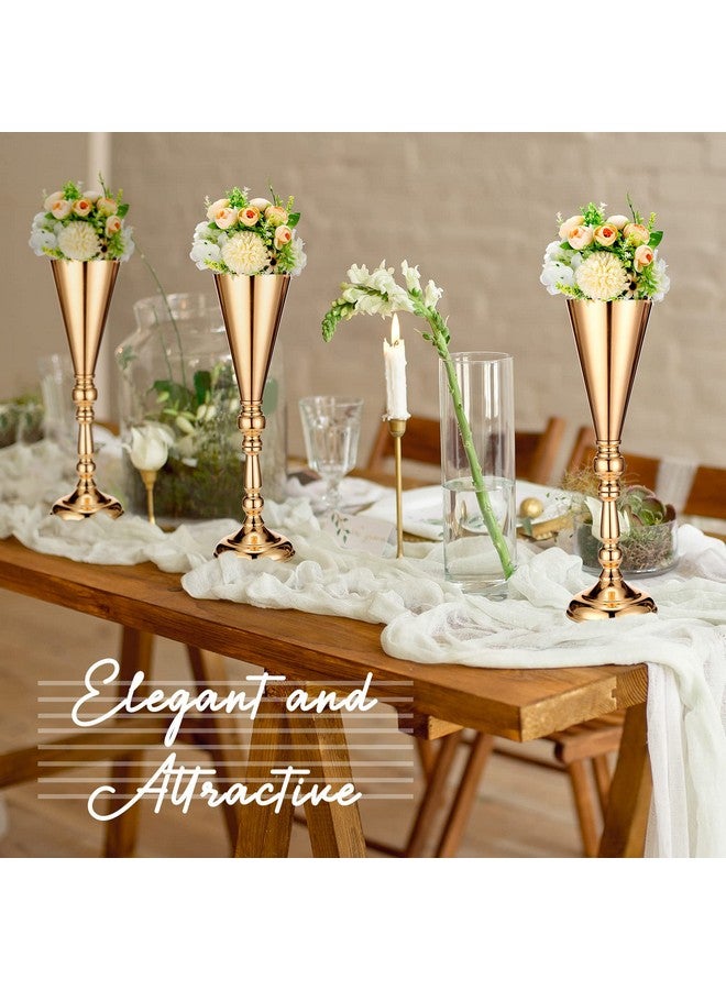 Potchen 6 Pcs Flower Trumpet Vase Tabletop Wedding Table Decorative Centerpiece Table Decorations Gold Tall Flower Vases Flower Arrangements for Floral Party Anniversary Birthday Decor (L) - Image 5