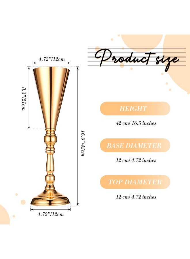 Potchen 6 Pcs Flower Trumpet Vase Tabletop Wedding Table Decorative Centerpiece Table Decorations Gold Tall Flower Vases Flower Arrangements for Floral Party Anniversary Birthday Decor (L) - Image 2