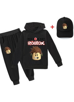 Roblox Print Pattern Long Sleeve Hoodie And Pant Hat Set