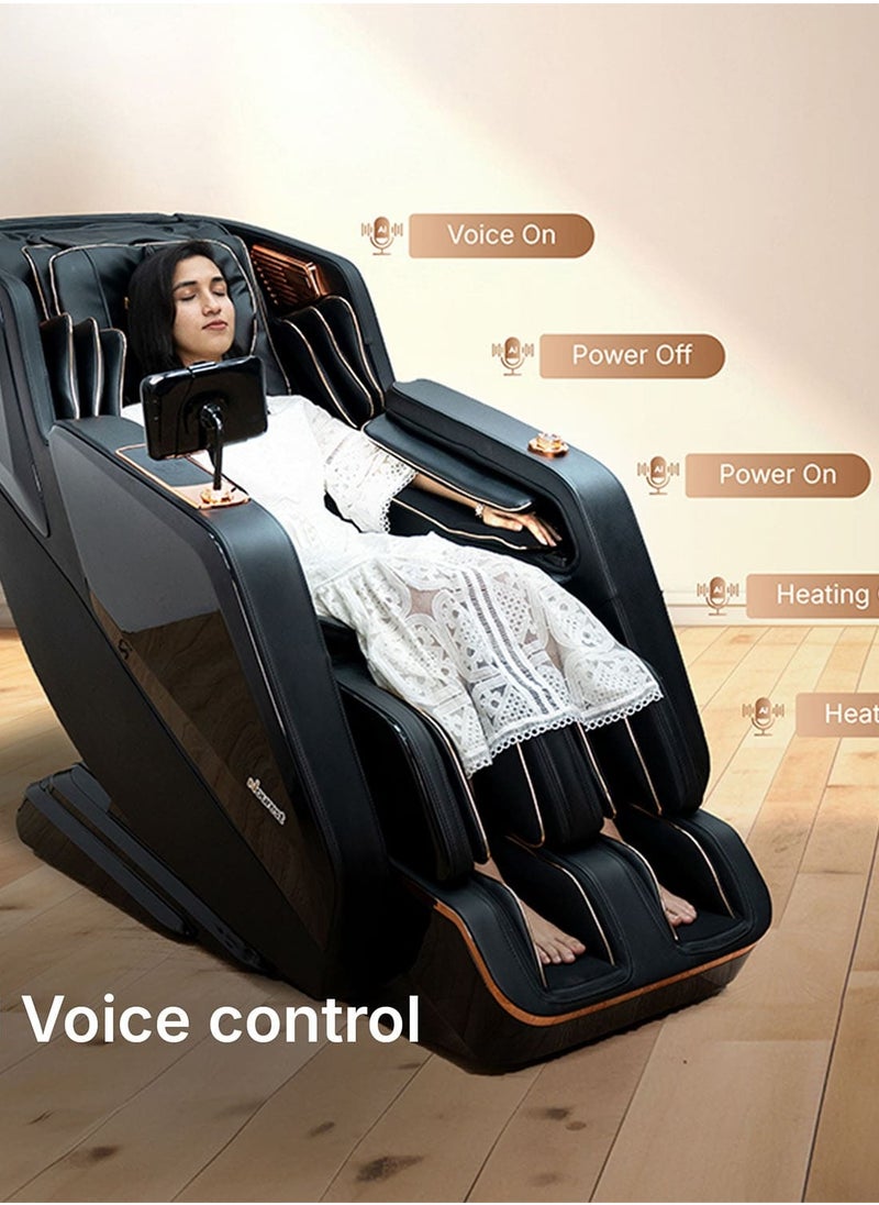Lion Massage Chair With Advanced 4D Dual Silicon Rollers and SL Track System: Delivers an immersive full-body massage experience, ensuring targeted relief and relaxation