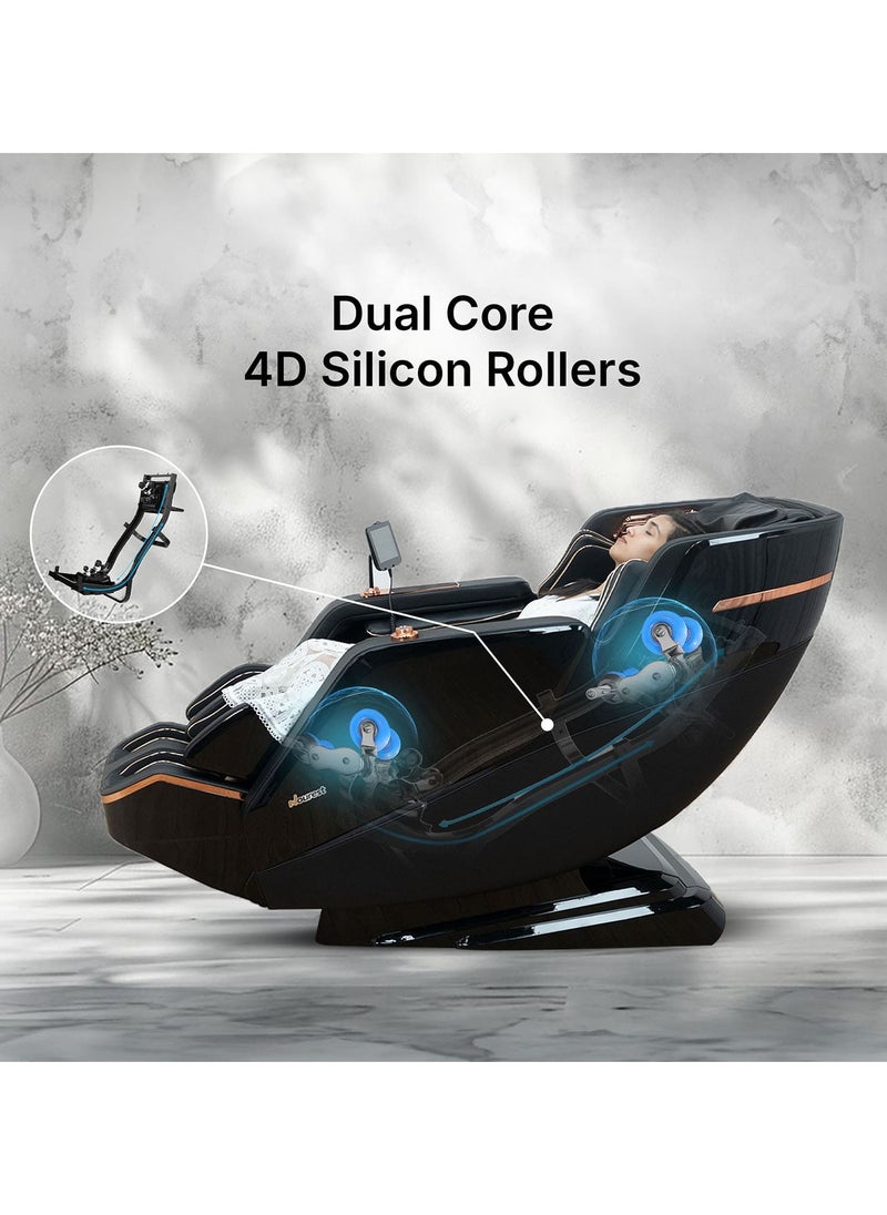 Lion Massage Chair With Advanced 4D Dual Silicon Rollers and SL Track System: Delivers an immersive full-body massage experience, ensuring targeted relief and relaxation