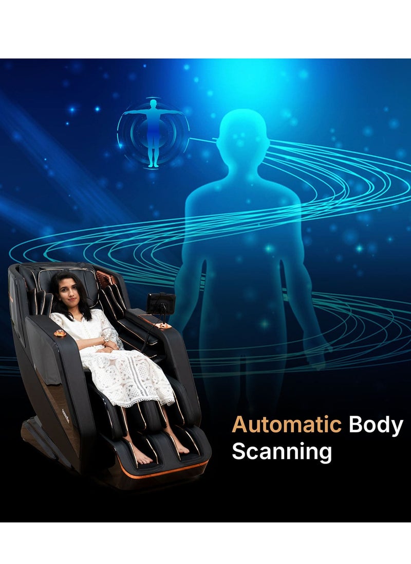Lion Massage Chair With Advanced 4D Dual Silicon Rollers and SL Track System: Delivers an immersive full-body massage experience, ensuring targeted relief and relaxation