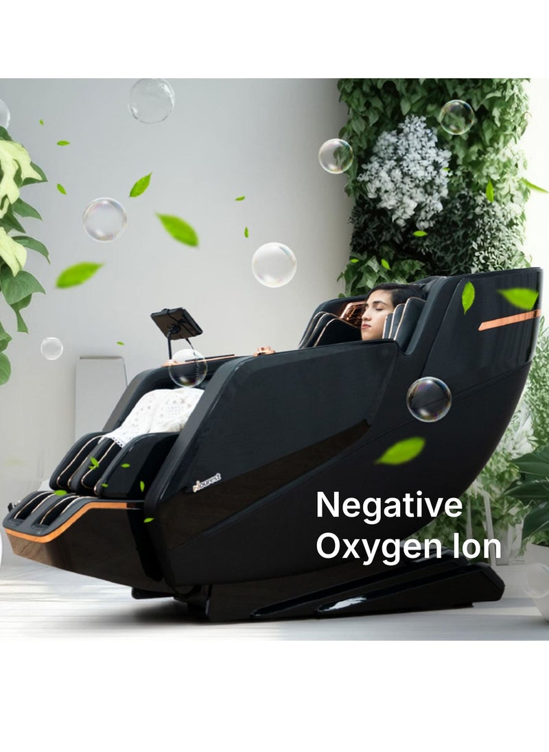 Lion Massage Chair With Advanced 4D Dual Silicon Rollers and SL Track System: Delivers an immersive full-body massage experience, ensuring targeted relief and relaxation