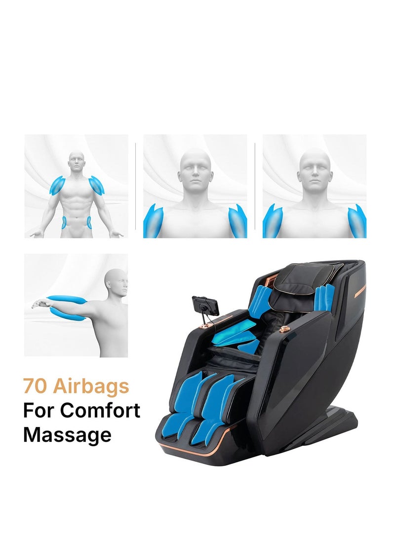 Lion Massage Chair With Advanced 4D Dual Silicon Rollers and SL Track System: Delivers an immersive full-body massage experience, ensuring targeted relief and relaxation