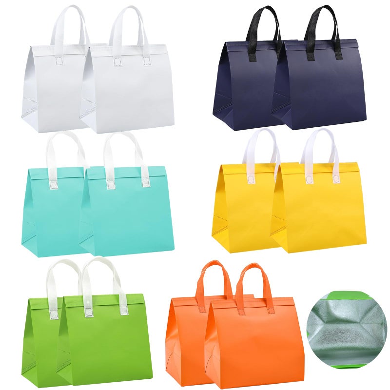 Chanseen 12Pcs Insulated Take Away Bags Disposable Cooler Bag Thermal Lunch Grocery Take Out Bags for Coffee Milk Tea Hot Cold Drink Fresh Food Delivery (6 Colors) - Image 1